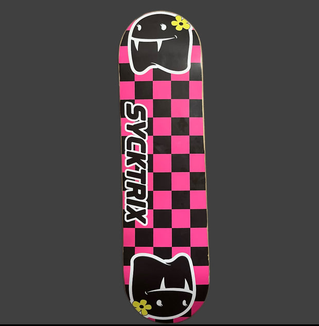 SyckTrix Mini   7.625”  first Skateboard Deck Girl or Boy  – New School Shape, Medium Concave, Beginner-Friendly