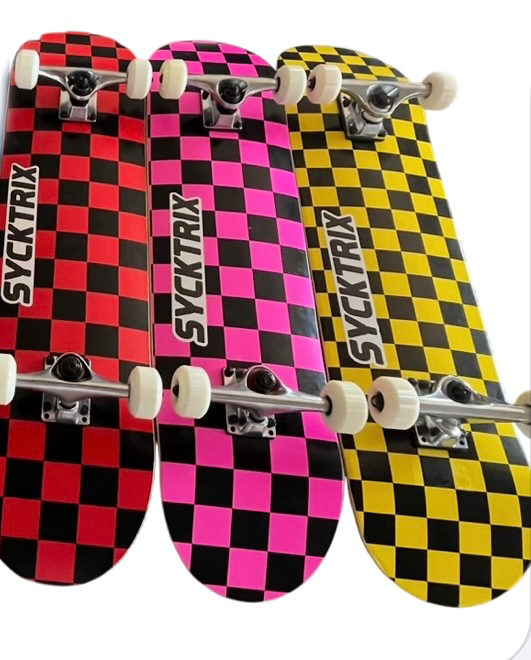 New SyckTrix Checker 8.0 Inch Complete Skateboard